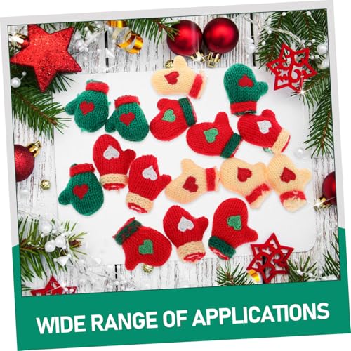 KESYOO 16pcs Mini Plush Gloves for Dollhouse and Crafting Festive Knitted Christmas Gloves for Holiday Decorations and Miniature3