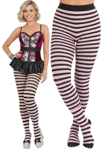 Image of ToBeInStyle Women's Thin Horizontal Stripe Opaque Tights Pantyhose - Regular or Plus