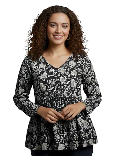 Image of Casual Rayon V-Neck Full Sleeves Stylish Peplum Top for Women(28 inch Inches)