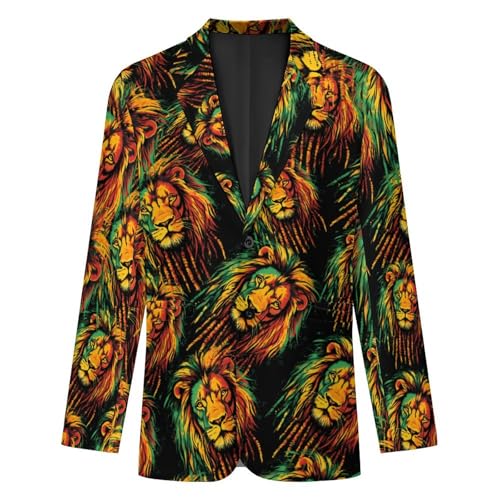 Rasta Lion Jamaican Men's Slim Suit Long-Sleeve Prom Tuxedo Classic Two Button Business Jacket4