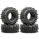 Chanjorlin 0.7 RC Crawler Tires 40mm * 16mm 1/30 All Terrain Soft Rubber Mud Slingers Tyres 1/32 Wheels Tires For 1:30 1:32 Crawler Car Axial SCX30 Upgrades 0.7' beadlock Wheels Upgrades Parts 4PCS