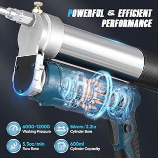 Battery Grease Gun, High-Efficiency 12,000 PSI Electric Grease Gun with 2 * 4.0Ah Batteries and Charger, 100cm Hose, LED Light, 600ml Cordless Grease Gun for Truck Farm Construction DIY