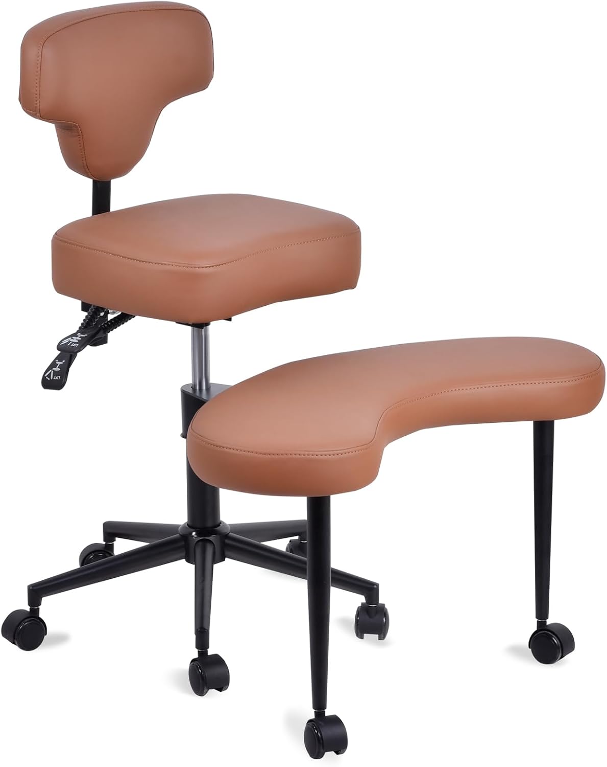 Meditation Chair with Back Support – Padded Leather Floor Seat for Adults with Thick Cushion, Height Adjustable for Yoga, Prayer, and Home Office Floor Sitting, Black
