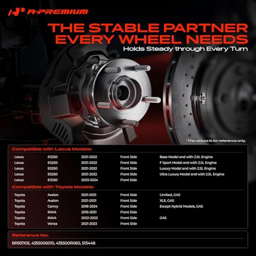 A-Premium 2 x Front Wheel Bearing and Hub Assembly with 5-Lug Compatible with Toyota Camry 2018-2024, RAV4 2019-2023, Avalon 2021, Venza 2021-2023 & Lexus ES250 2021-2024 by A-Premium - Image 2