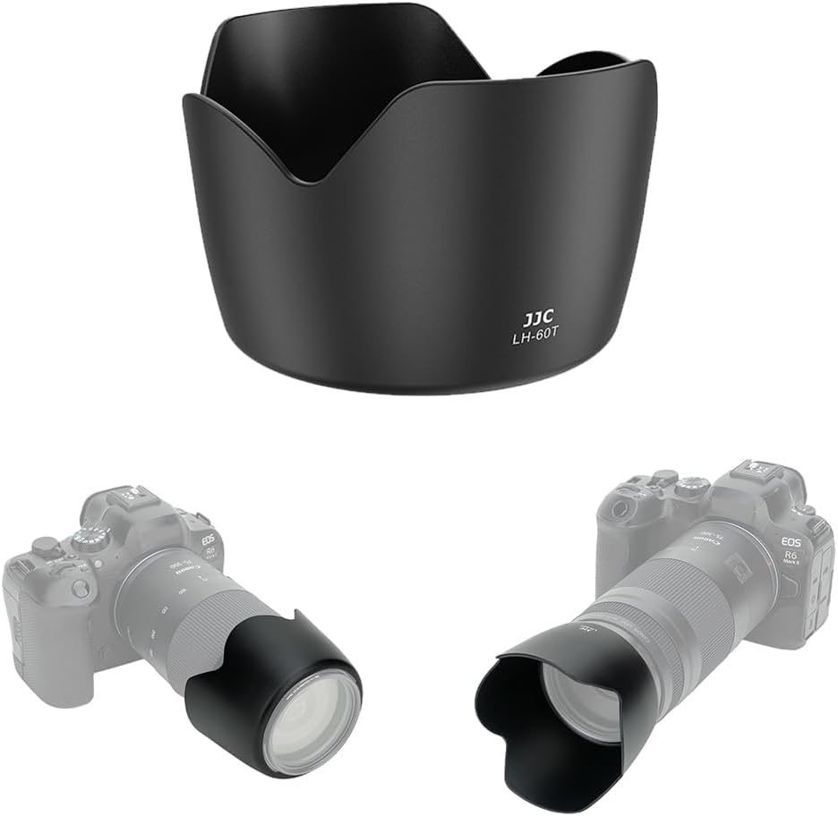 JJC ET-60 Lens Hood Shade for Canon RF 75-300mm f/4-5.6, EF 75-300mm f/4-5.6 III, EF-S 55-250mm f/4.5-5.6 is II, Replaces Canon ET-60, Reversible & Compatible with 58mm Filter/Lens Cap