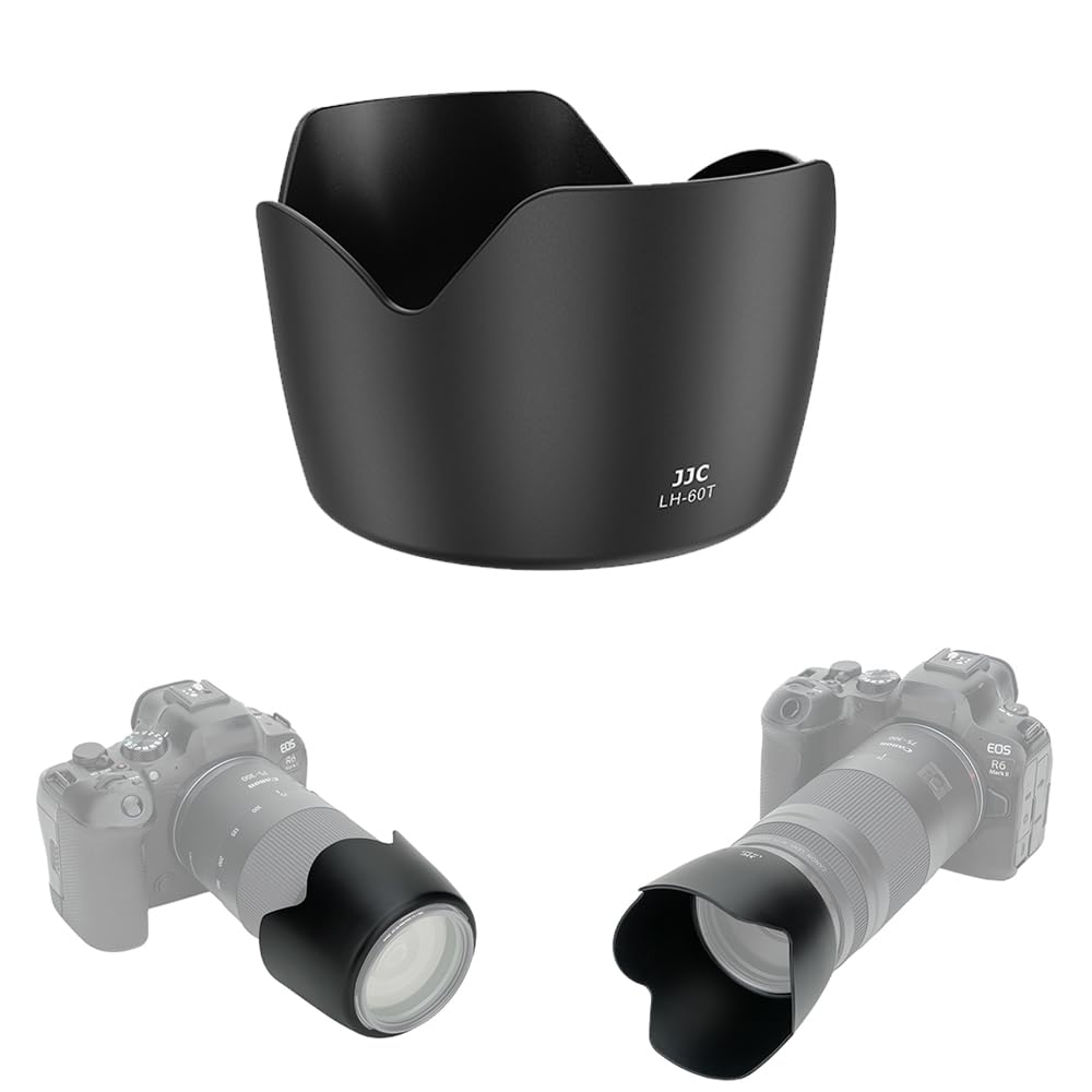JJC ET-60 Lens Hood Shade for Canon RF 75-300mm f/4-5.6, EF 75-300mm f/4-5.6 III, EF-S 55-250mm f/4.5-5.6 is II, Replaces Canon ET-60, Reversible & Compatible with 58mm Filter/Lens Cap
