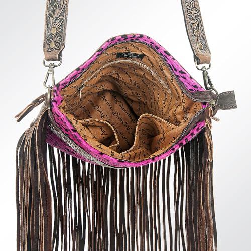 American Darling Women's Messenger Bag Western Hand Tooled Hair On Genuine Leather Handbag and Ladies Purse4