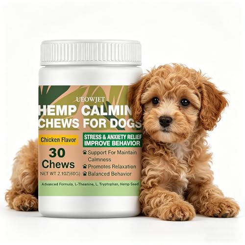 UEOWJET Calming Silk Chews for Dogs for Fireworks, Silk, Storms, Thunder, Barking, 60 Count-Silk