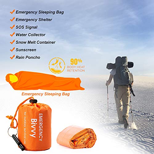 Shayson 2 PCS Survival Sleeping Bag, Emergency Bivvy Bag Rescue Blanket for Outdoor Camping and Hiking