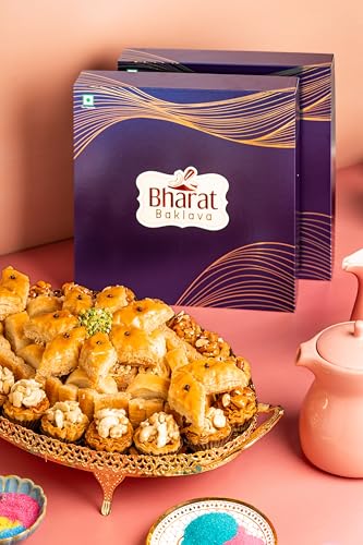 Image of Bharat Baklava Assorted Gift Box 650g | Premium Dry Fruit Baklava Sweets | Cashew, Almond, Simsimia & Finger Baklava | Luxury Festive Gift Hamper