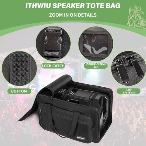 Image of Speaker Carrying Bag with Thickened Sponge for Compact 12 inch Speaker Cabinets; Heavy-Duty Fits QSC K12, Yamaha DXR12 and more (IT-TOTE12), Black