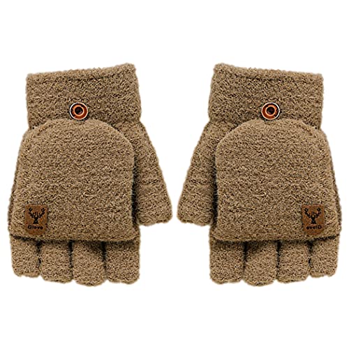Fascigirl Gants d'hiver pour Hommes Gants en Tricot épais Convertibles Et Chauds pour Hommes Gants à Rabat avec Housse De Mitaine en Tricot épais à L'épreuve du Froid Manchette élastique Kak Cover