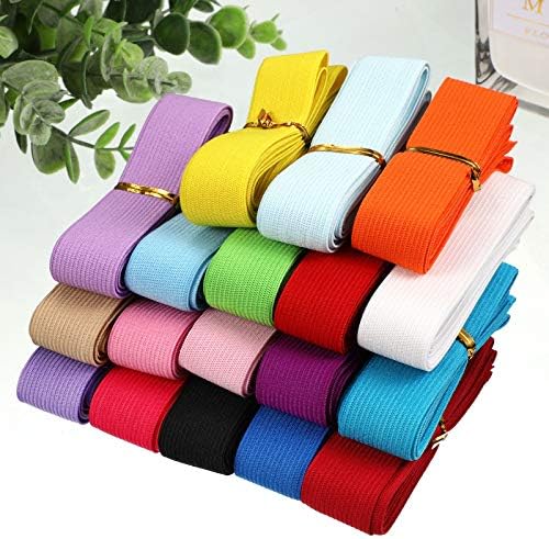 30 Yards Color Wide Braided elastic band, String for Crafts DIY Projects Sewing Headbands Hair Bands Shorts Waist Shoe Laces Wigs Bracelets, 18 Colors, 1 Inch