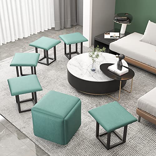 GCCSSBXF Taburete de almacenamiento versátil 5 en 1 con ruedas, silla apilable multifunción para sofá de cocina, asiento tapizado y marco de metal - imagen 5