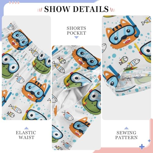 Frog Cat Diving Boys Long Pants Soft Trousers Elastic Waist Kids Lounge Bottoms with Pockets S-XL4