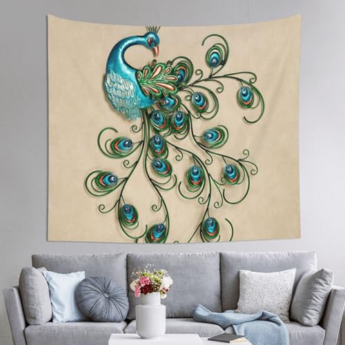 Tapisserie paon EdWal 152x130 cm grande décoration murale