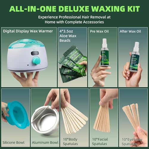 Image of VENNCO Waxing Kit for Women Men - Premium Wax Pot Warmer Hair Removal Kit