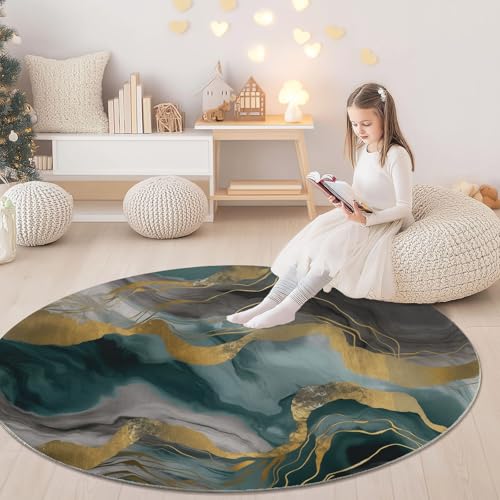 Tapis rond lavable en machine 180cm carpette douce salon - 4