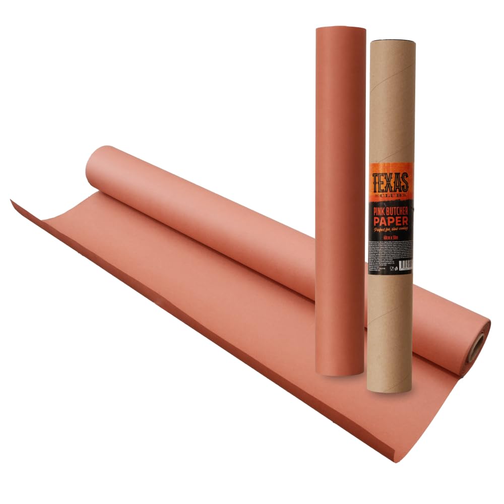 TEXAS CLUB Butcher Paper Rosa - Carta da Macellaio per BBQ e Smoker, Rotolo 30 m x 60 cm, Ideale per Cottura Perfetta di Carne su Grill e Barbecue