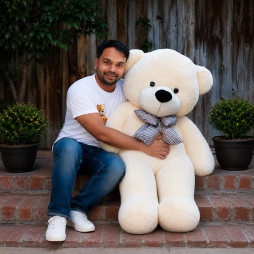Image of 4 Feet Cream Teddy Bear Original 20mm Dull Cream Fur (48 Inches) Giant Soft Plush Toy | Premium Stuffed Teddy Bear for Kids, Girls, Boys & Loved Ones | Birthday, Anniversary, Valentine