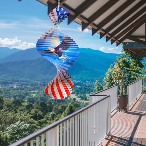 Aoedelyart Wind Spinners Outdoor Creates a Soaring Eagle Effect, 3D American Flag Eagle Wind Spinner Hanging Independence Day/Memorial Day Decorations,Gifts for Men/Women,15in Garden Decor,Yard Art by Aoedelyart - Used condition - Image 9