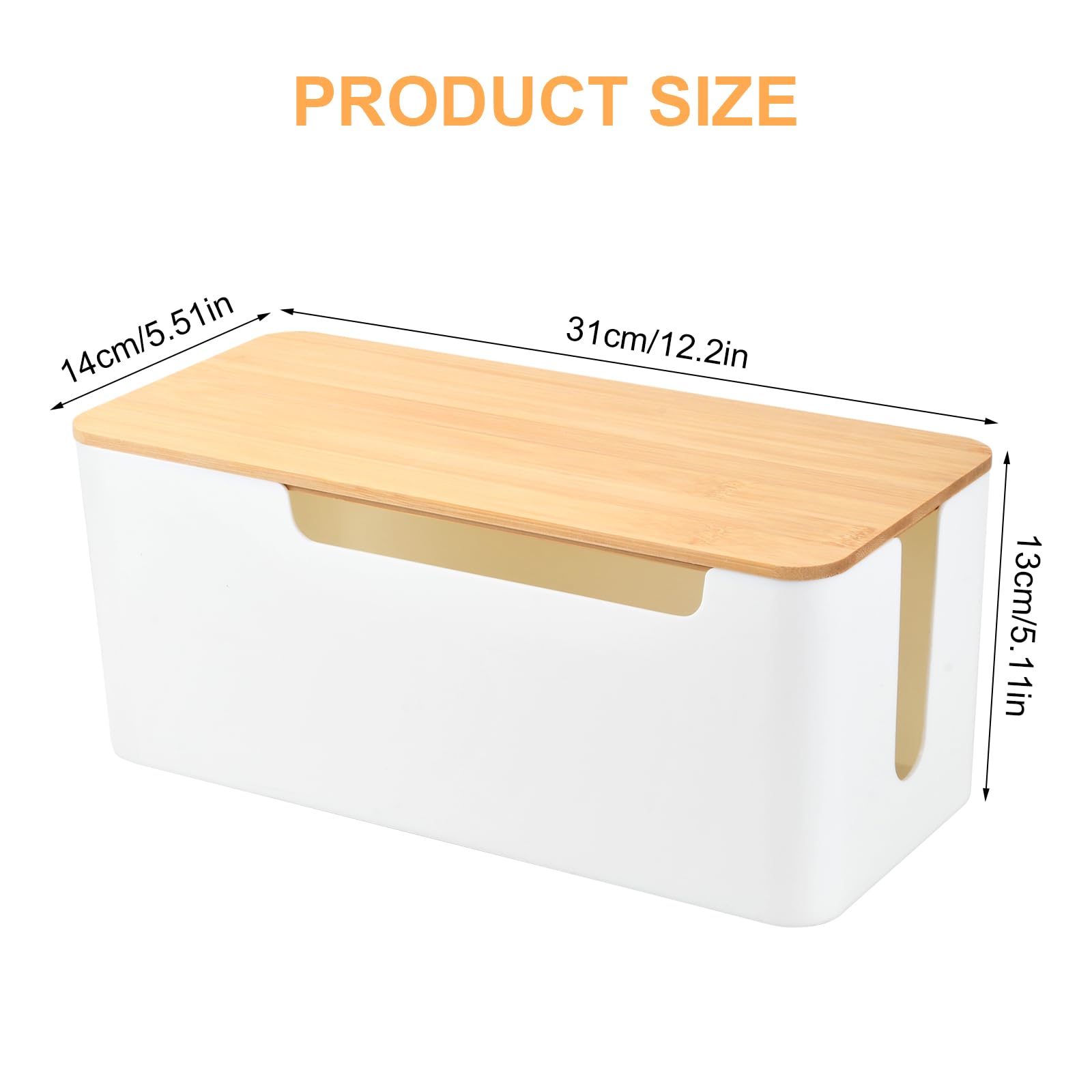 Daelesr Cable Tidy Box, Large Cable Management, Plastic Cord Wire Organiser Box, Desk Cable Management Box - Image 2