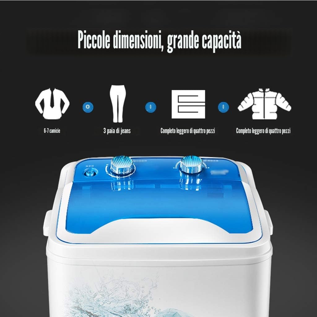 Mini Lavatrice Semiautomatica A Canna Singola di Grande capacità, Design Portatile E Compatto, capacità di Lavaggio Integrata 7KG con Funzione di Cronometraggio