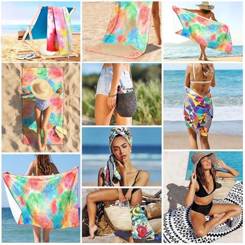 Extra Large Cute Tie Dye Sea Turtle Beach Towels Set of 2 Pack for Girls, Big Oversized Thick Microfiber Terry Cloth Two Person Sandproof Quick Dry 30 x 60 by stampringt - Image 5