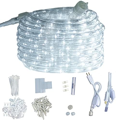 LED Rope Gentle, 110V Connectable LED Rope Lamp Out of doors/Indoor with Clear PVC Tube, Ornamental Rope Lighting for Backyards, Backyard,Patio,Christmas (White, 50FT)