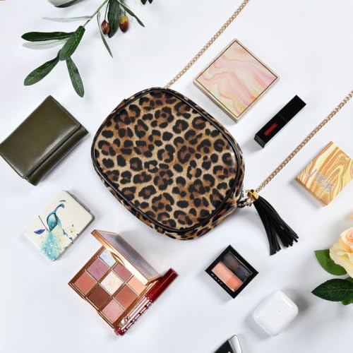 Image of ALAZA Women's Leopard Print Animal Skin PU Leather Crossbody Bag Shoulder Purse with Tassel