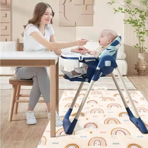 Image of Insular Baby Splat Mat for Under High Chair /Arts /Crafts, Anti Slip and Waterproof Splash Mat for Floor, Portable Picnic Mat, 51x51 Inch, Rainbow