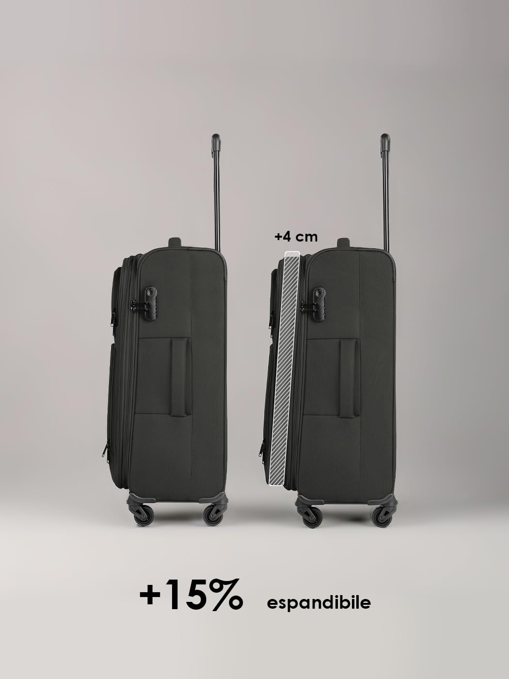 Smartbox valigia media morbida 67 cm trolley da stiva espandibile 4 ruote con lucchetto leggera 3,1 kg Edition 04