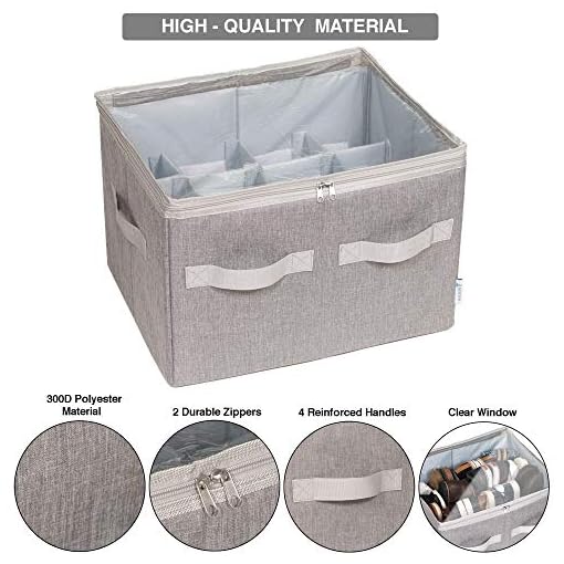 Moteph-Shoe-Organizer-Closet-Storage-Solution-with-Clear-Cover-Adjustable-Dividers-for-Shoes-Handbags-Blankets-Linen-Clothing-Grey-Medium-16-Pairs