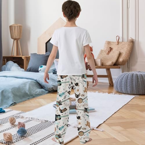 Boy's Pants Country Musical Jogger Pants Elastic Waist Long Bottoms Trousers with Pockets 6-14 Years3