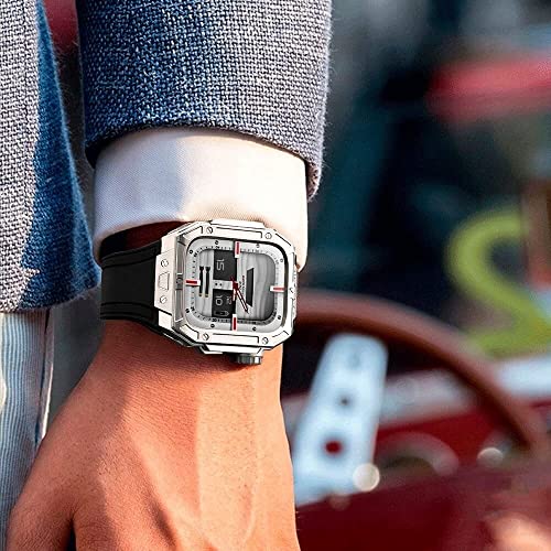 Luxury Stainless Steel Case Silicone Watch Strap，For 45mm 8 7, Modification Kit Metal Case Replacement Band，For 44mm 6 5 4 SE Watch Accessories3