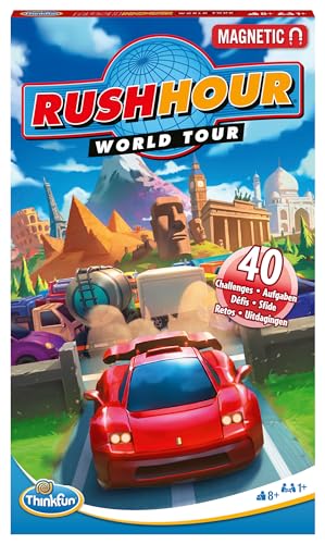 ThinkFun - 76544 - Rush Hour World Tour - Das magnetische Reise-Knobelspiel. Perfekt für die Reise und als Geschenk!