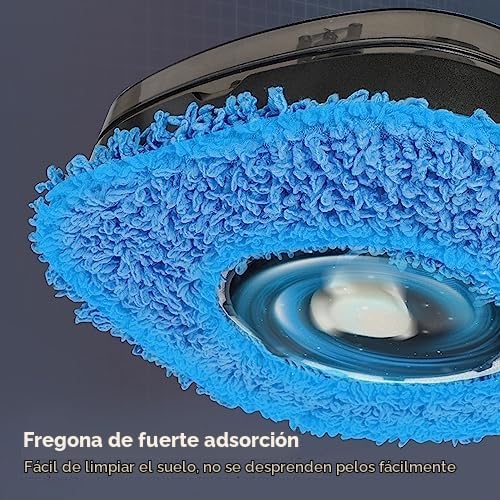 Robot Aspirador y Fregona Combinado, Recargable y Automático Con Depósito de Agua Para Suelo de Baldosas, Mármol y Madera Dura, Dirección Inteligente (Negro)