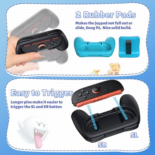 Image of FASTSNAIL 4 Pack Switch 2 Controller Grips & 12 Thumb Caps for Joy-Con 2
