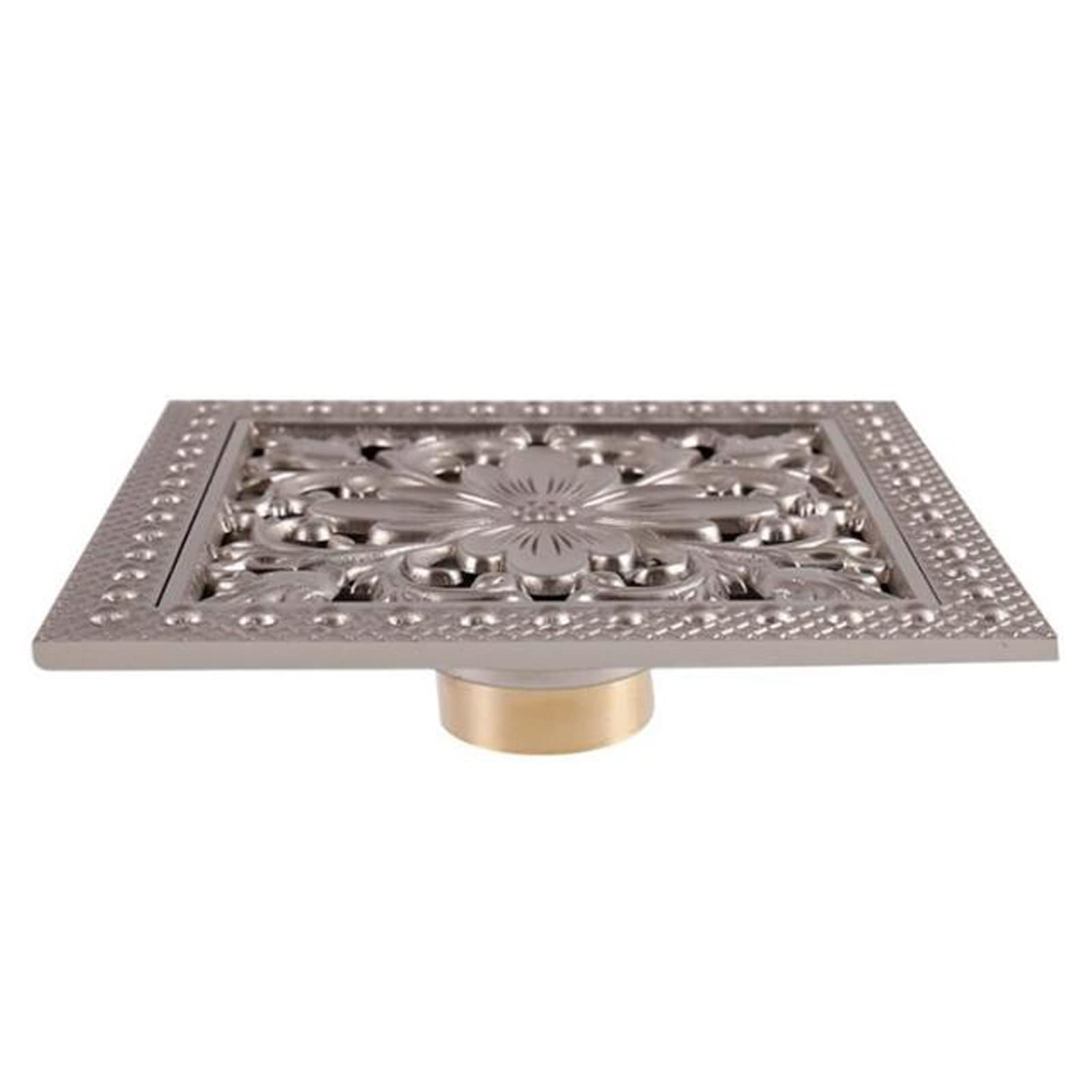 FLYIODFCXV Drain Plugs, Antique Brass Square Vintage Art Carved Cover Shower Waste Drainer