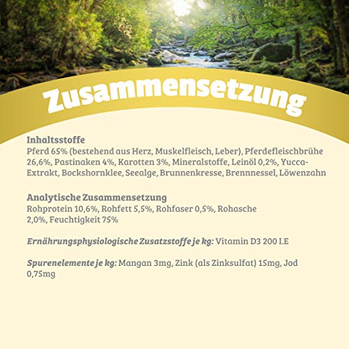 Hundeland Natural - Pferd + Pastinake - 6 x 800 g - getreidefreies Hundefutter - Nassfutter für alle Hunderassen - viel frisches Fleisch - artgerecht & besonders gut verträglich