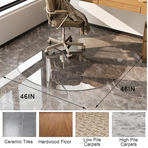 Glsland Round Tempered Glass Floor Mat - 46 Inch Office Chair Mat thumb #2