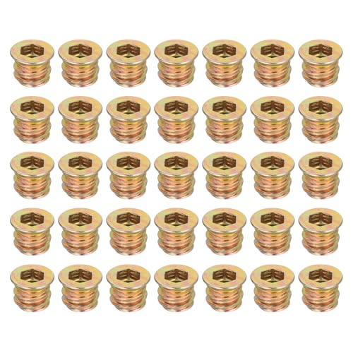QUARKZMAN 38 Pezzi Dadi Filettati A Innesto Esagonale, M6x10mm Dadi A Innesto - Per Viti In Acciaio Al Carbonio Per Mobili Bulloni Fissaggio