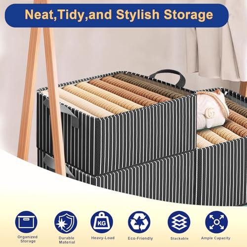 Image of CoolLeaf SB-S2 Wardrobe Organizer for Clothes with Metal Frame, Extra Large Clothes Organiser for Wardrobe, Durable 600D Oxford Fabric Cupboard Organizer for Clothes Pants Shirt Saree(27Ltr*2, Stripe)