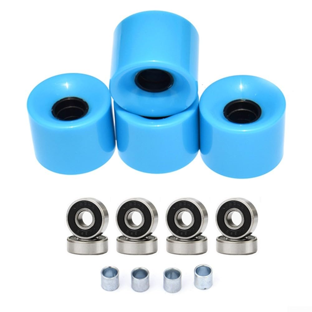 78A Skateboard Wheels and ABEC9 Bearings with Spacers Set for Longboards and Cruisers (Blue)