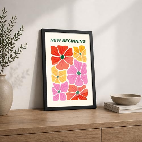 Image of CodersParadise Framed Wall Poster (12x18 Inch) | Inspirational Quote Wall Art | Minimalist Motivational Home Decor for Living Room & Office | Ready-to-Hang Display Frame (New Beginning)