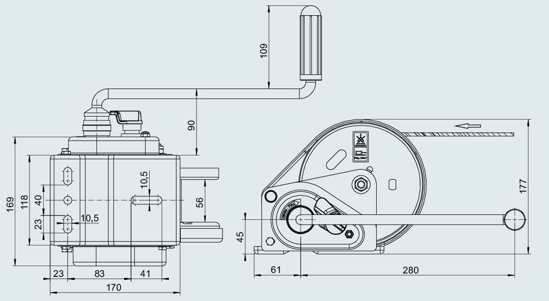 trailer parts4u Alko 1210654 Treuil manuel original type 900 Compact 900 kg 900 kg