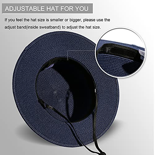 Image of Lanzom Sun Hats for Women Wide Brim Straw Boater Hat Foldable Packable Beach Hat for Summer Fit Size 6 8 /7-7 1 /4