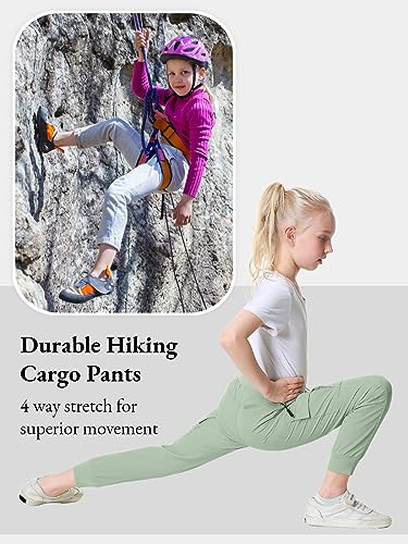 Image of EXARUS Girls Hiking Cargo Pants Joggers Teen Quick Dry Lightweight Slim Fit | Tween Youth Camping Pants Kids Hip Hop Dance Athletic Tapered Lightweight Track Safari Drawstring Woven /Knit 6-14Y