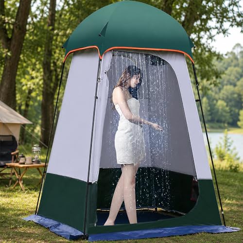 Carpa de ducha portátil para camping, carpa de privacidad con piso removible, cuarto de cambio y refugio de baño para playa, senderismo y viajes miniatura 4