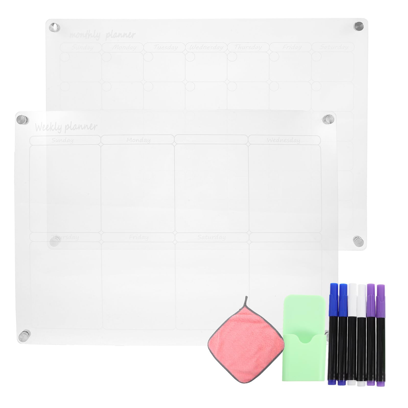 Mobestech Calendario De Borrado Seco Versátil Para Nevera Con Pizarra white Transparente Para Planificador De Comidas Mensual y Semanal